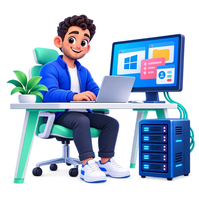Illustrated remote hosting scene