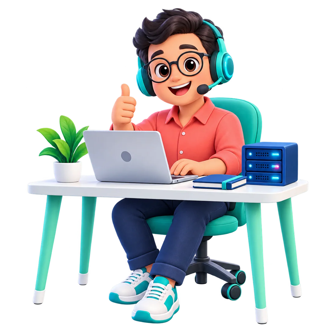 Illustrated support hosting scene