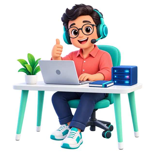 Illustrated support hosting scene