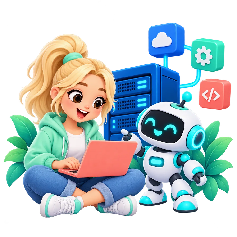 A developer and robot assistant working on an application